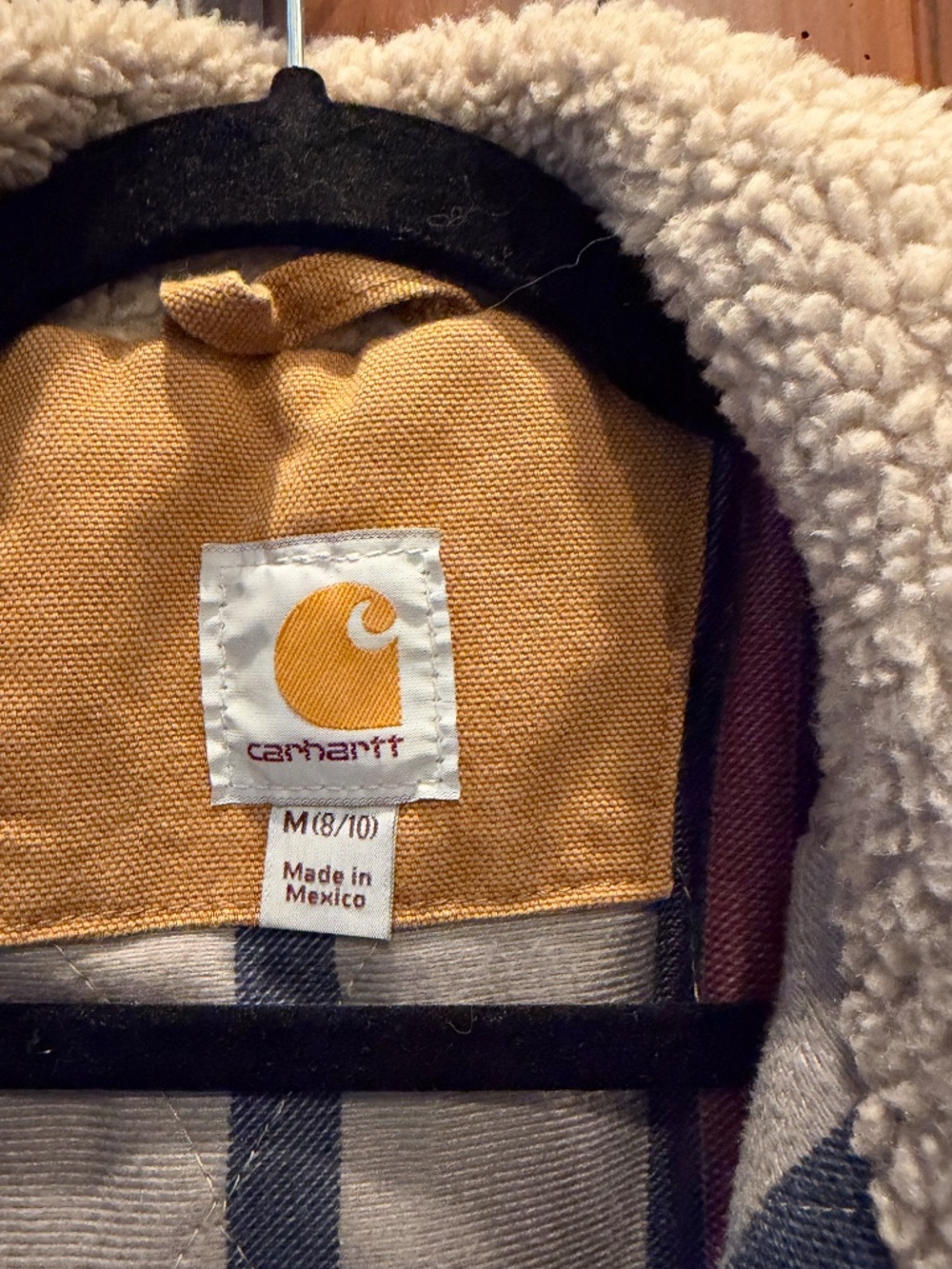 Carhartt Vintage Sherpa Jacket brown/tan Sz M Weathered Duck Coat - Picture 2 of 7